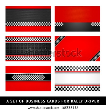 Business card - set rally driver templates. Vector 10eps