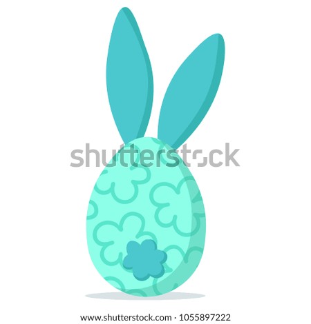 Easter egg blue bunny, colorful and pastel in white background