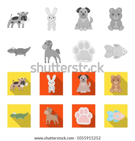 An unrealistic monochrome,flat animal icons in set collection for design. Toy animals vector symbol stock web illustration.