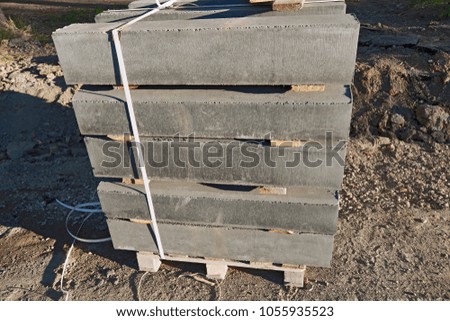 Curb stone on construction site
