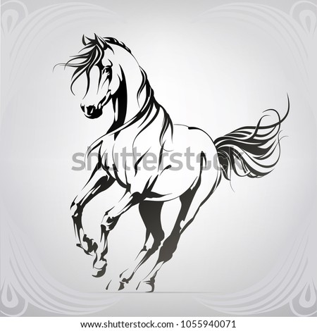 Vector silhouette of a running horse