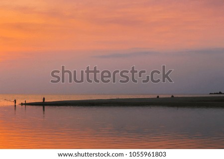 Reflection of sunset at the sea, Chang island, Trad, Thailand