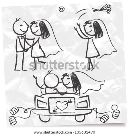 cartoon sketch of wedding