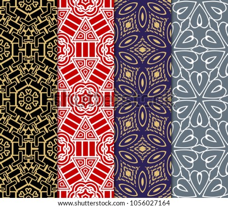 set of Seamless texture of floral decorative ornament. Vector illustration. For the interior design, printing