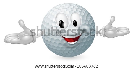 Illustration of a cute happy golf ball mascot man
