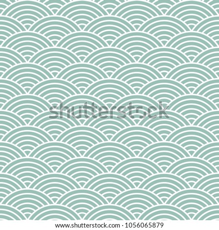 Japanese style seamless pattern, Wave concept pattern background, Emerald green pattern, Vector Royalty-Free Stock Photo #1056065879
