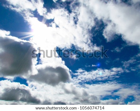 vivid blue sky with clouds in sunny day