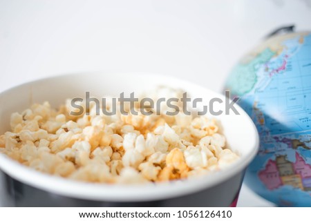 Popcorn in white cardboard box