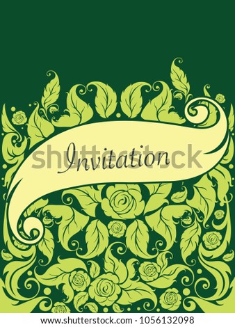 Rose flower and leaves decoration style illustration pattern for invitation template and frame border in vector art design