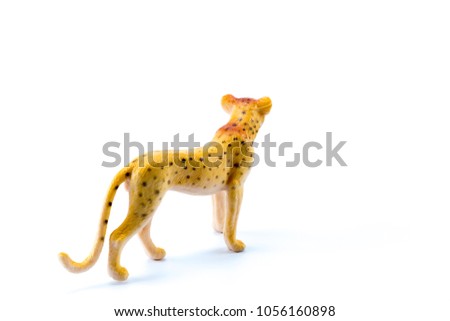 Cheetah toy isolated on white background - back view isolated in white background