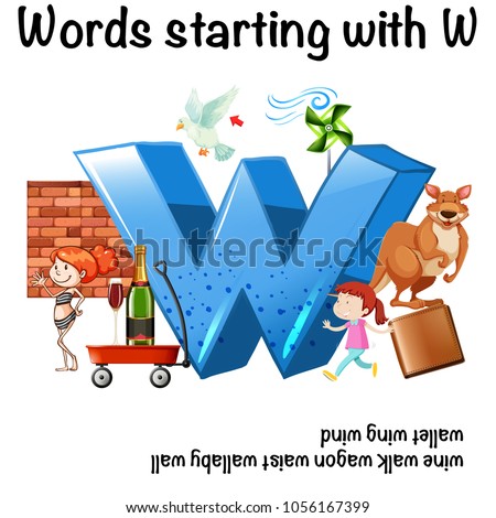 English worksheet for words starting with W illustration