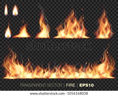 Collection of realistic fire flames Royalty-Free Stock Photo #1056168038