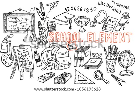 school element, back to school, doodle