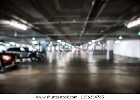 blur car parking in garage abstract background