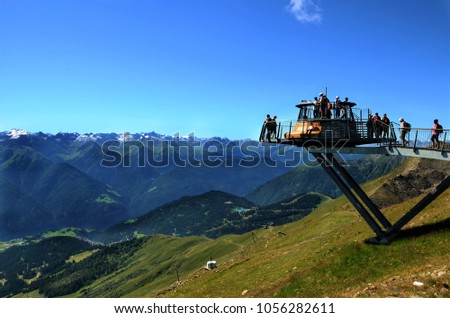 "Z1" panorama platform: Serfaus Fiss Ladis, look out tower, view Royalty-Free Stock Photo #1056282611