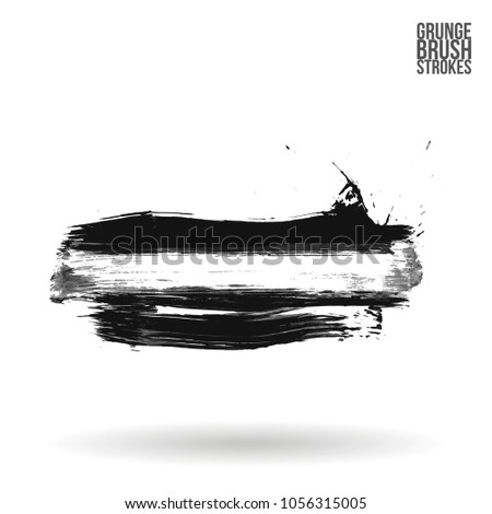 Grey  brush stroke and texture. Grunge vector abstract hand - painted element. Underline and border design.