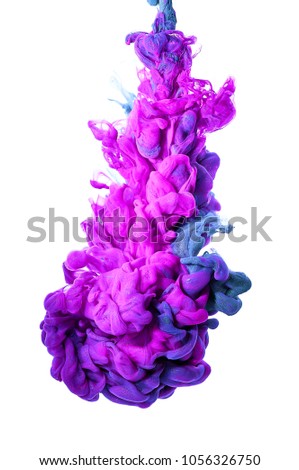 Ink in water. Splash paint mixing. Multicolored liquid dye. Abstract background color