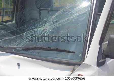 Accident car glass