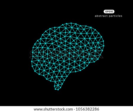 Abstract vector illustration of brain on black background.