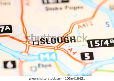 Slough. United Kingdom on a map Royalty-Free Stock Photo #1056418421