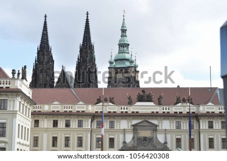 Prague Castle , 
seat of the President of the Czech Republic at the spring / summer , known touristic destination 