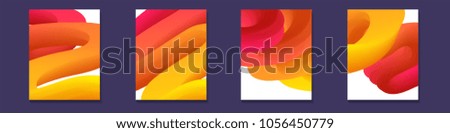 Vector set of abstract warm color liquid template A4 format on violet background