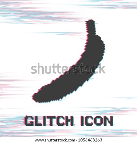 Banana icon. Glitch effect vector icon. Pixel art. 8 bit