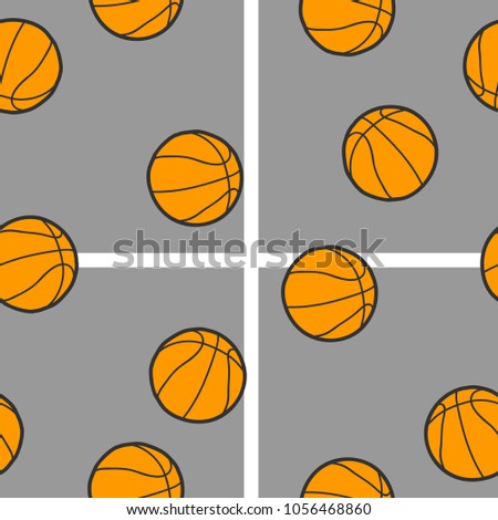basketball seamless pattern hand drawing doodle line on gray background