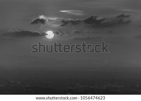 Beautiful clouds in the sky on sunset time in black and white tone.