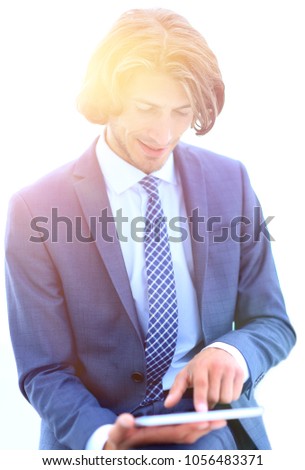 closeup .businessman with digital tablet