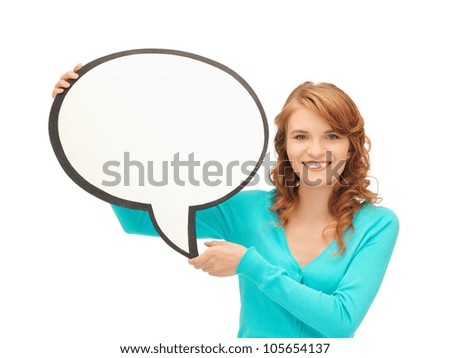 picture of attractive teenage girl with blank text bubble