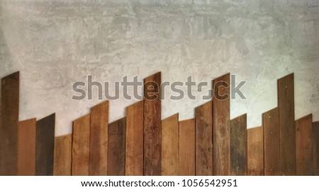 Pattern of wood on concrete wall, interior background