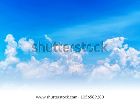 Blue sky with cloudscape at high altitude (viewed from the plane). 