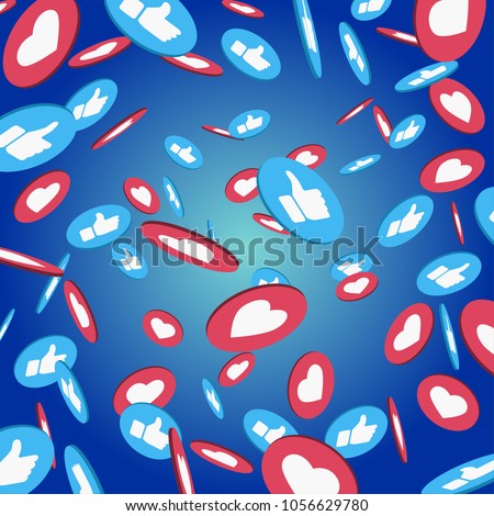 Vector 3D Thumb Up Blue Icons Abstract Illustration Isolated on White Background. Design Elements for Web, Internet, App, Analytics, Promotion, Marketing, SMM, CEO, Business