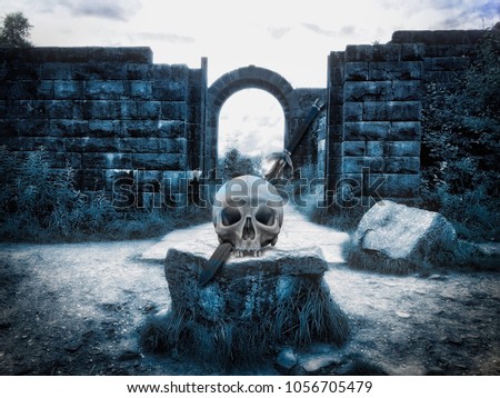 Skull protecting an entrance