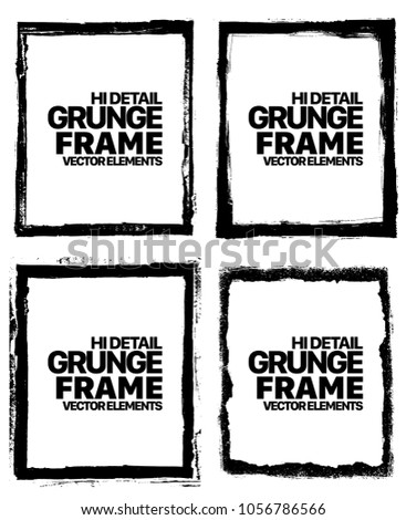 Grunge frame texture set - Abstract design template. Isolated stock vector illustration