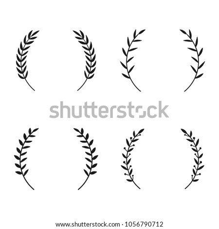 Collection of different laurel wreaths. Hand drawn vector round frames for invitations, greeting cards, quotes, logos, posters and more. Vector illustration