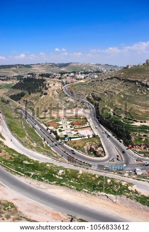 Country road uphill in Jordan, April 2008