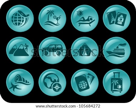 Travel and vacations button set