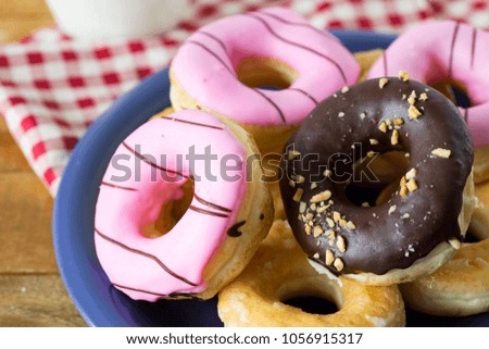 donuts on wooden table