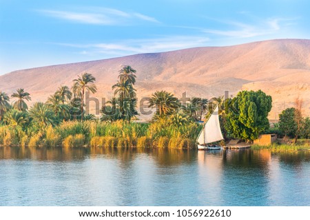 River Nile in Egypt. Luxor, Africa. Royalty-Free Stock Photo #1056922610