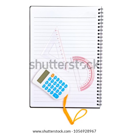 School and office supplies isolated on white background. Flat lay,top view.