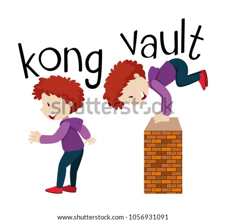 Wordcards for kong and vault illustration