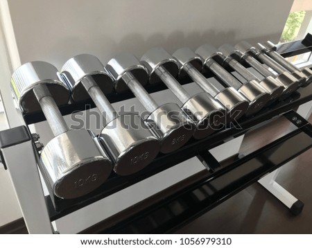 Barbell stand in fitness gym