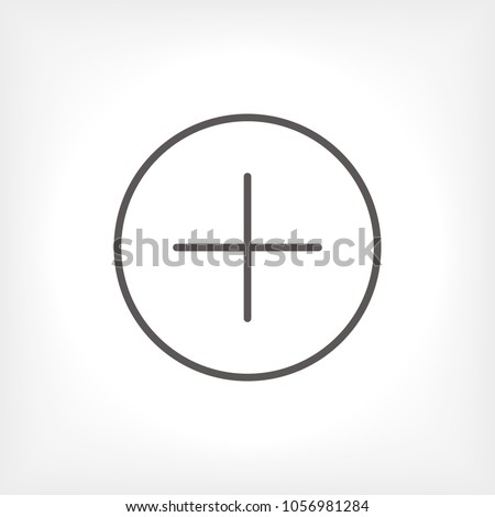 Plus icon vector illustration. Linear symbol with thin outline. The thickness is edited. Minimalist style.