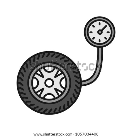 Tire pressure gauge color icon. Isolated raster illustration