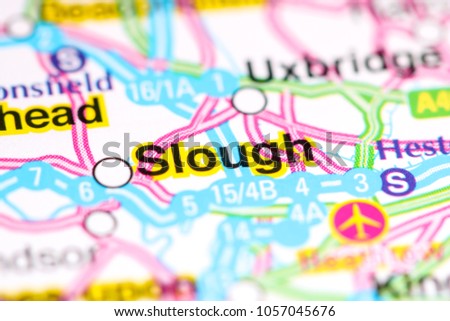 Slough. United Kingdom on a map Royalty-Free Stock Photo #1057045676