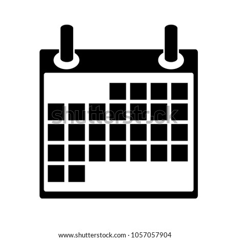 Calendar Vector Icon, black white vector illustration, symbole
