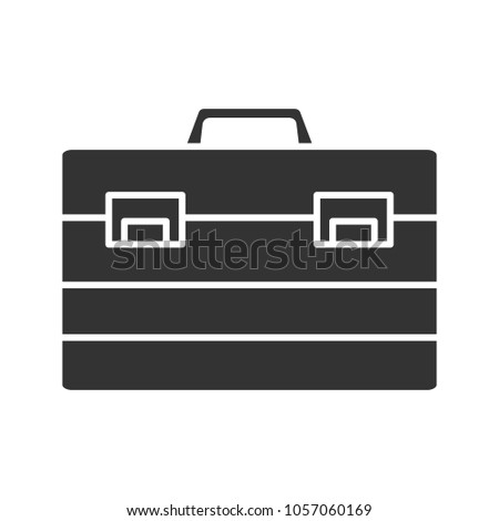 Construction toolbox glyph icon. Toolbag. Silhouette symbol. Negative space. Raster isolated illustration