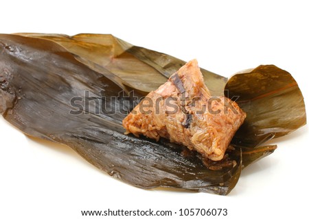 Unwrapped Rice dumplings isolated on white